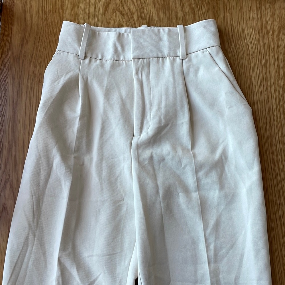 Zara high waisted light beige cream trousers slacks